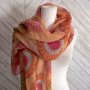 Large rectangular, pink/peach scarf/shawl/wrap